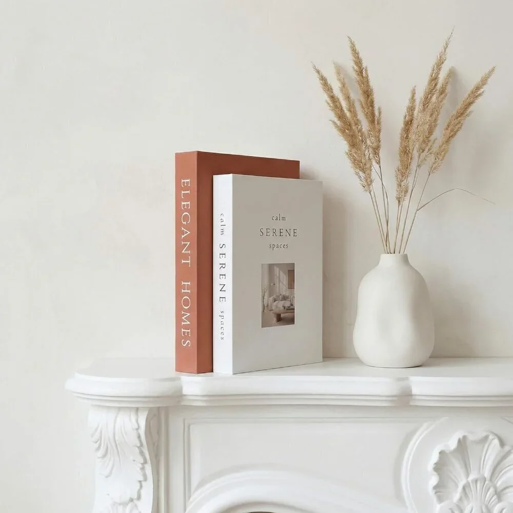 Decorative Brown Beige Books Set of 2 Faux Books Storage Box Modern Home Decor